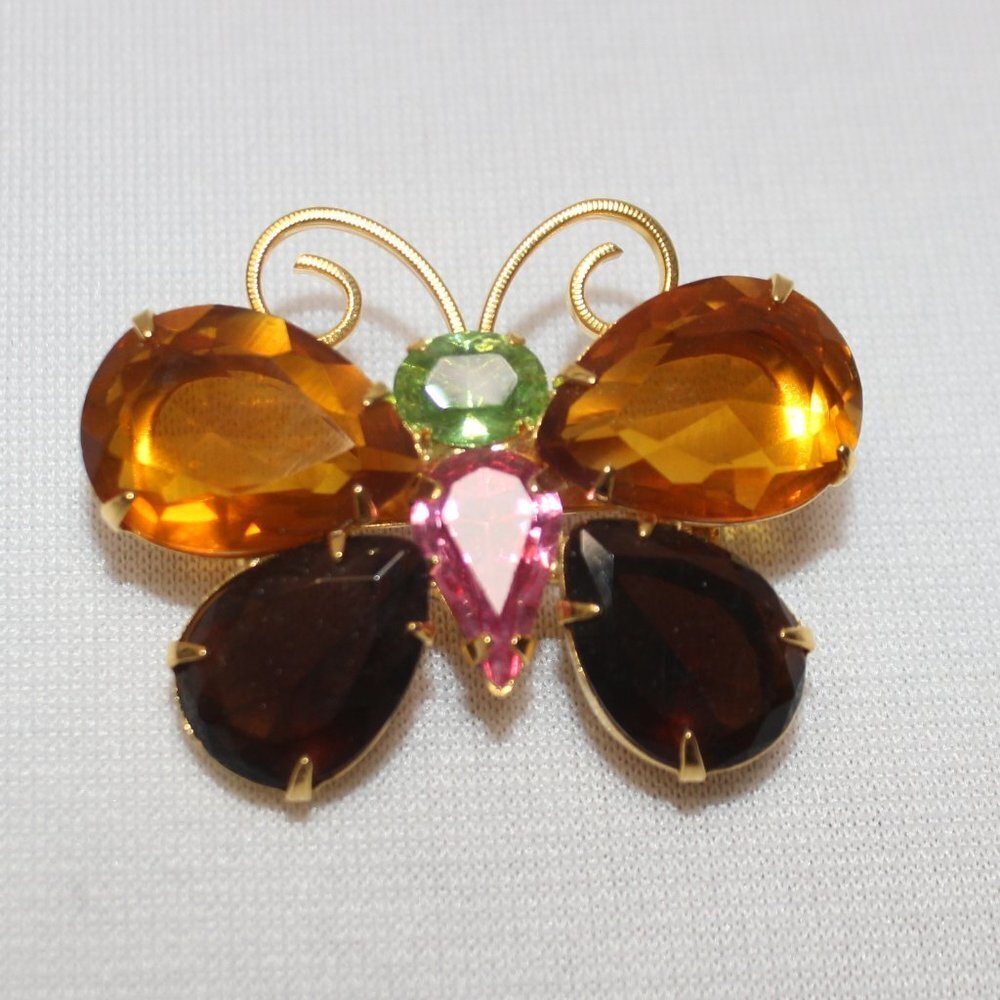 Joan Rivers Vintage Rhinestone Brooch Pin Butterfly